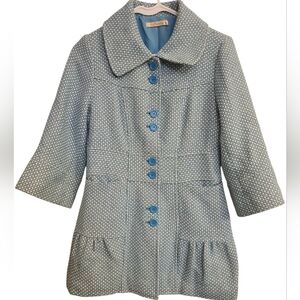 Tulette Dress Coat Tweed Blue And Cream Girls Size M